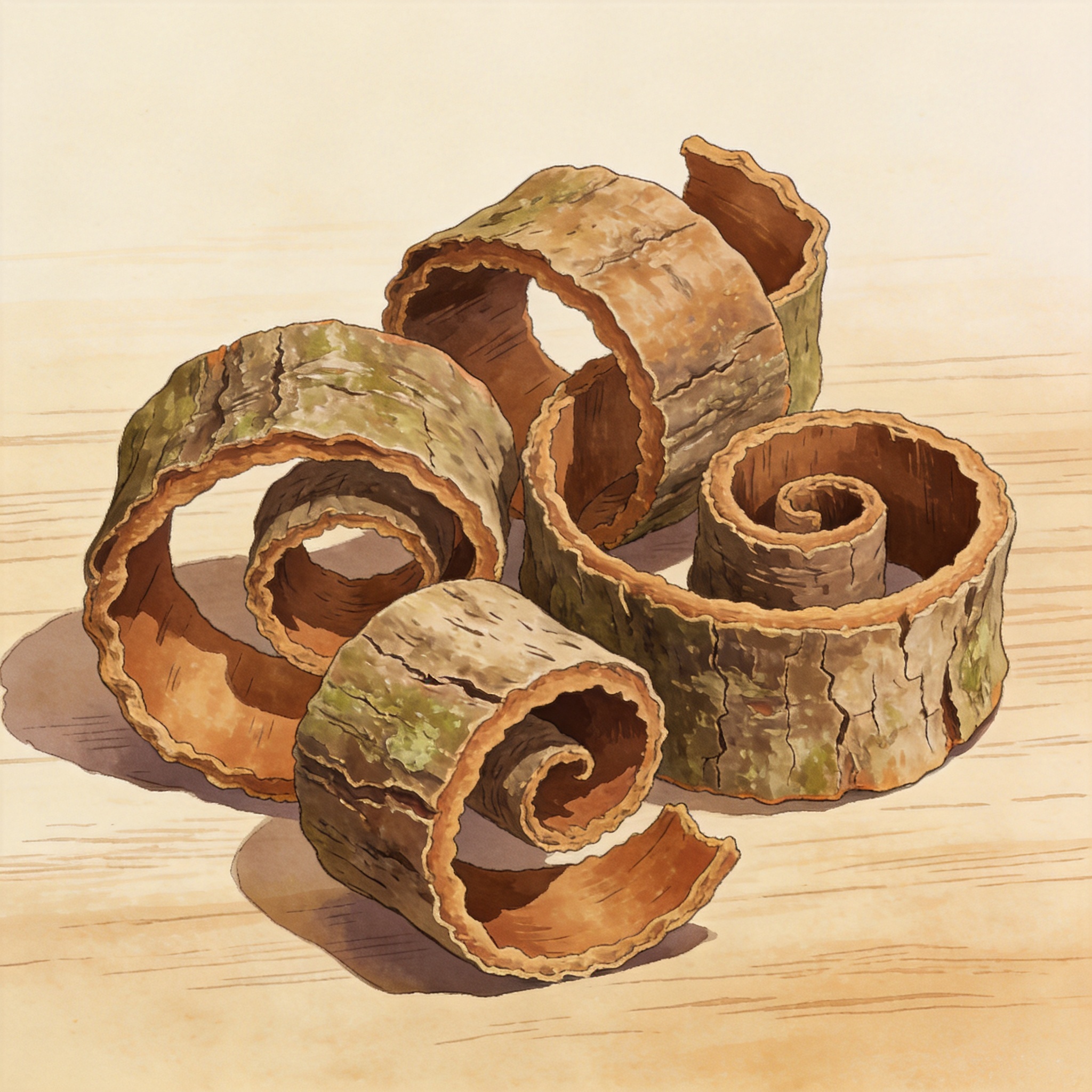 肉桂中药材插画